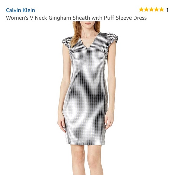 Calvin Klein Dresses & Skirts - Calvin Klein V Neck Gingham Sheath Dress